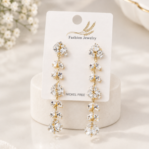 Gold Tone Crystal Cascade Drop Earrings for Women Elegant Rhinestone Jewelry