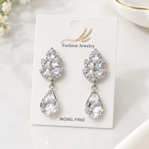 Elegant Crystal Teardrop Dangle Earrings for Women, Sparkling Rhinestone Drop Statement Earrings, Nickel-Free