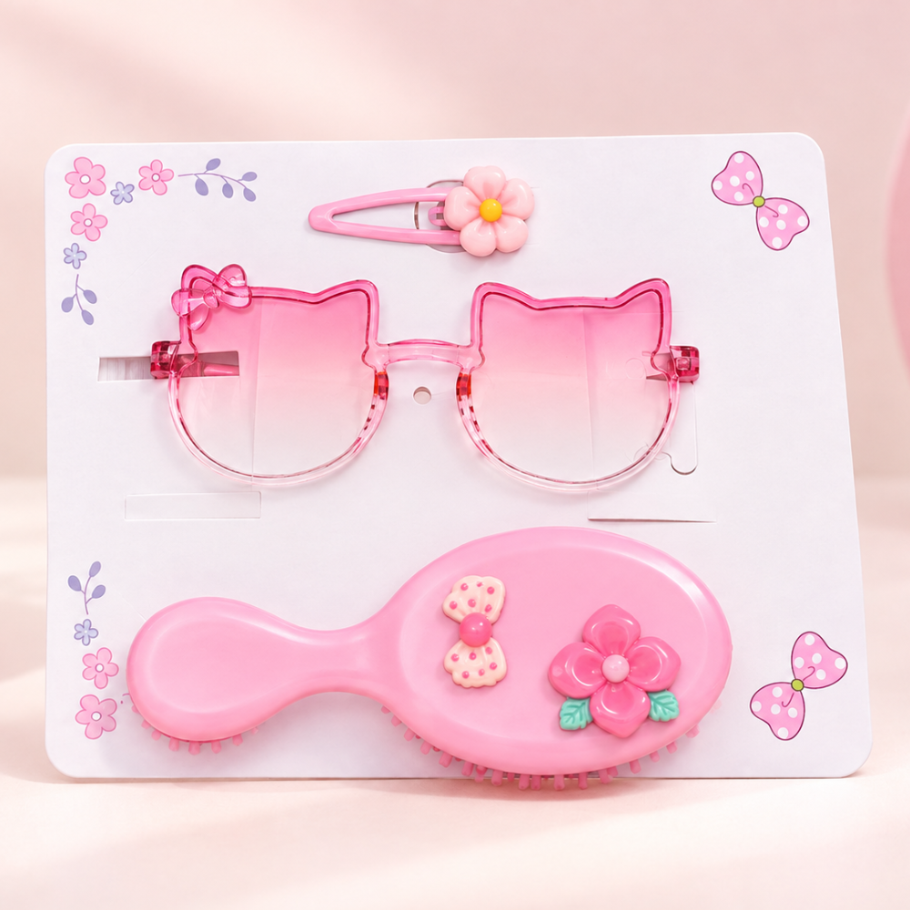 Baby Girls Accessories Combo Set Hair Clips, Hair Brush and Sunglass - Image 2
