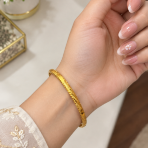 Gold Plated Serrated Edge Bangles Traditional Textured Style - 4 Pcs Set